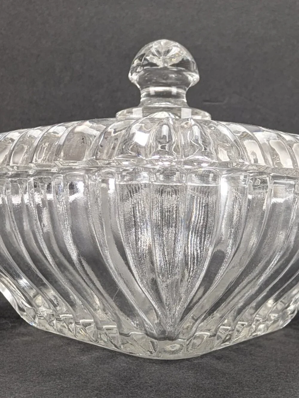 Vintage Anchor Hocking Square Clear Cut Glass Candy Nut Dish with Lid 6.5